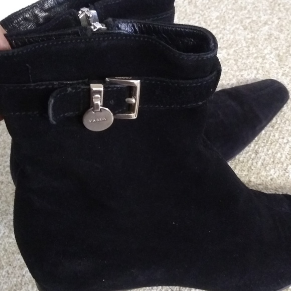 Prada Black Suede Ankle Boots - Picture 2 of 8